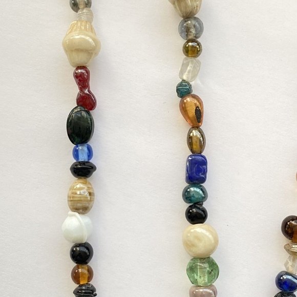 Fun India Candy Glass Chunky Continuous Organic Boho Over The Head Necklace 38” - Picture 10 of 11